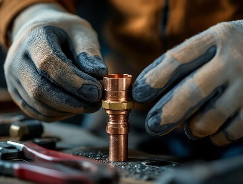Cut-and-couple repair on copper supply line with ProPress fitting in Tulsa