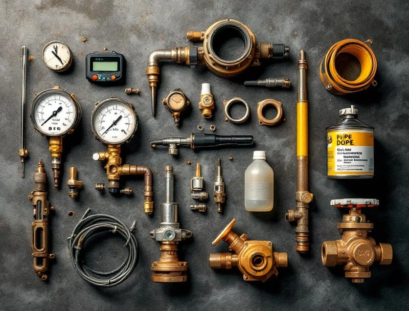 Gas line repair equipment with manometer, CGI detector, and CSST fittings