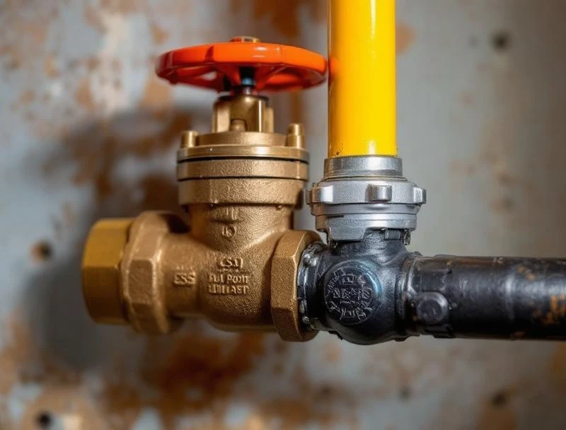 Finished gas line repair with sediment trap and code-compliant shutoff in Tulsa