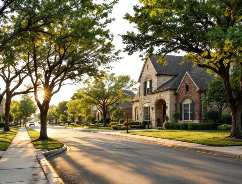 Broken Arrow Oklahoma residential streetscape with post-1990 homes