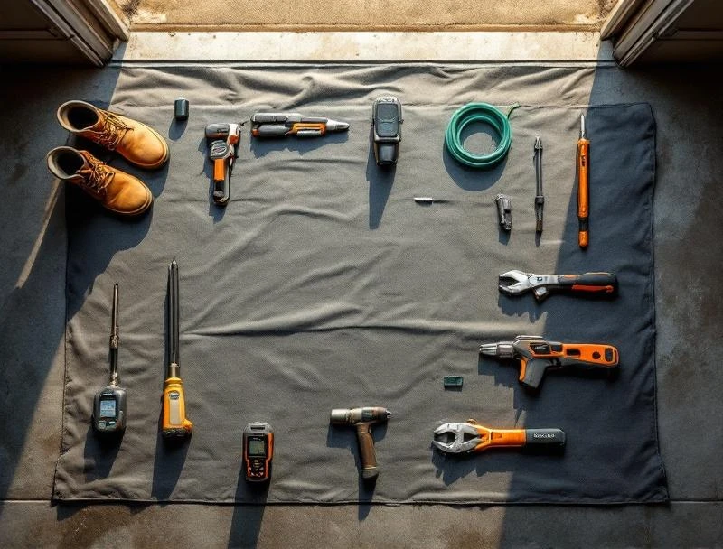 Detail shot of professional plumbing tools laid out for emergency call in Tulsa