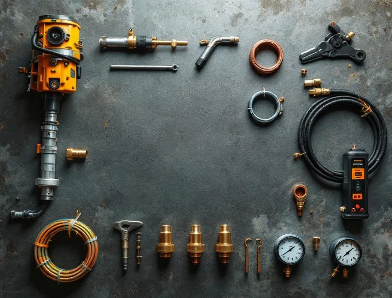Water line repair equipment with pipe-bursting head, PEX-A coil, and locator