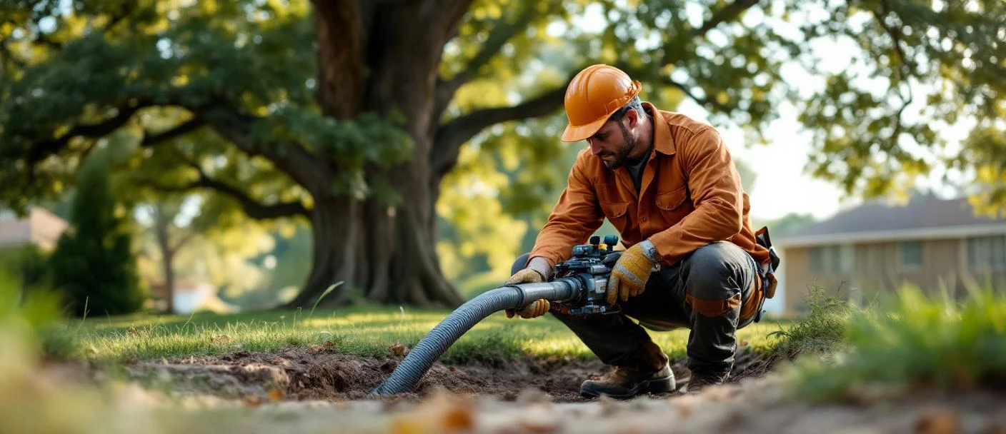 Trenchless water service line replacement in Tulsa front yard